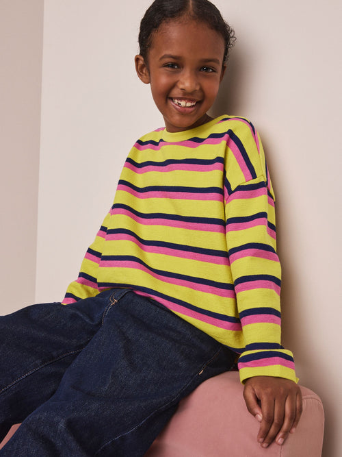 Yellow Stripe Textured Long Sleeve Top (3-16yrs)