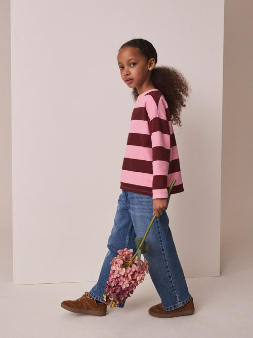Pink Stripe Textured Long Sleeve Top (3-16yrs)