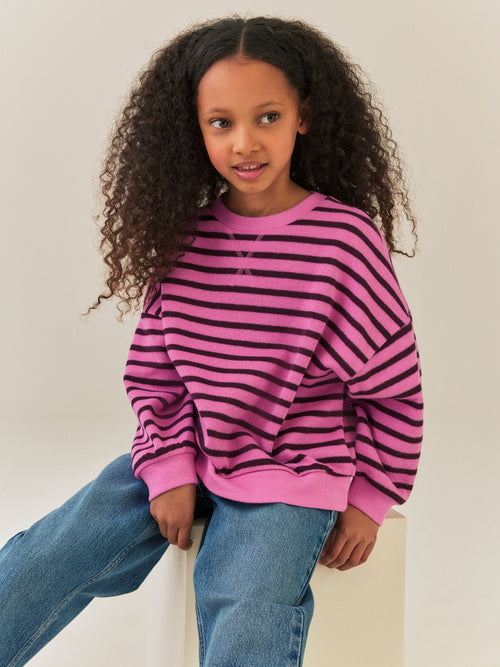 Pink Stripe Oversized Cosy Rib Sweatshirt (3-16yrs)