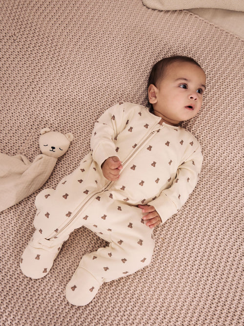 Cream Bear 2.5 Tog Two Way Zip Sleepsuit
