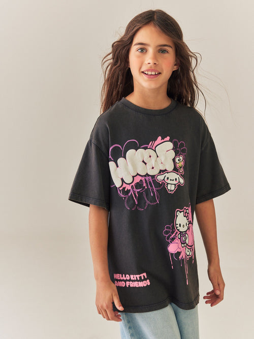 Charcoal Grey Hello Kitty Oversized Graphic T-Shirt (3-16yrs)