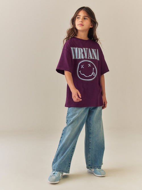Berry Nirvana Stud Oversized Graphic T-Shirt (3-16yrs)