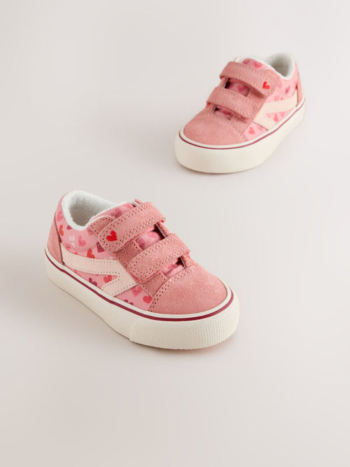 Pink Heart Standard Fit (F) Touch Fastening Trainers