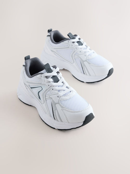 White Elastic Lace Mesh Trainers