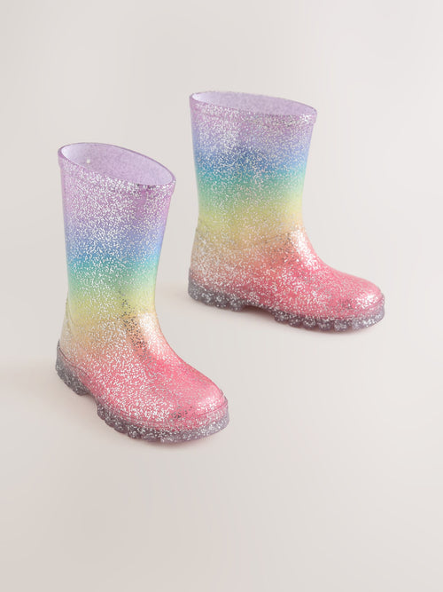 Multi Rainbow Glitter Wellies