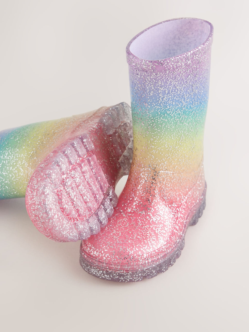 Multi Rainbow Glitter Wellies