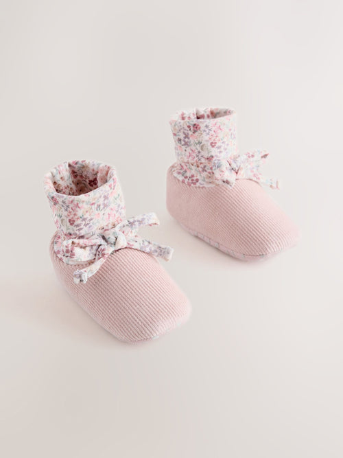Pink Floral Baby Sock Top Boots (0-18mths)