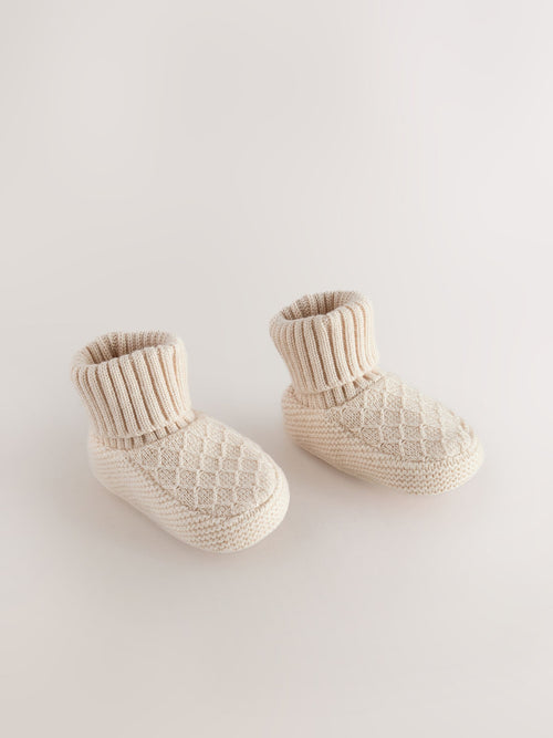 Neutral Knitted Baby Sock Top Boots (0-18mths)