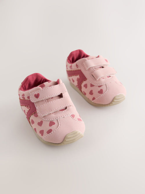 Pink/Red Hearts Baby Touch Fastening Trainers
