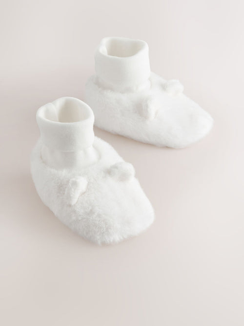 White Fur Bear Baby Sock Top Boots (0-18mths)