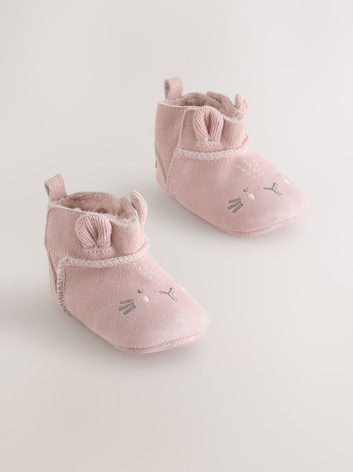 Pink Bunny Suede Baby Pull-On Boots (0-24mths)