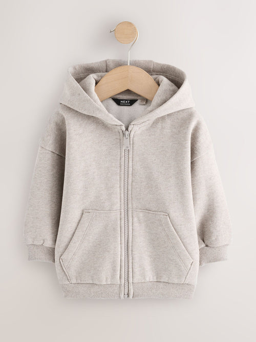 Oatmeal Marl Soft Touch Zip Up Hoodie (3mths-7yrs)