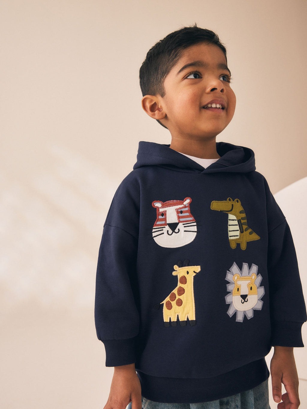 Navy Applique Sarfai Long Sleeve Hoodie (3mths-7yrs)