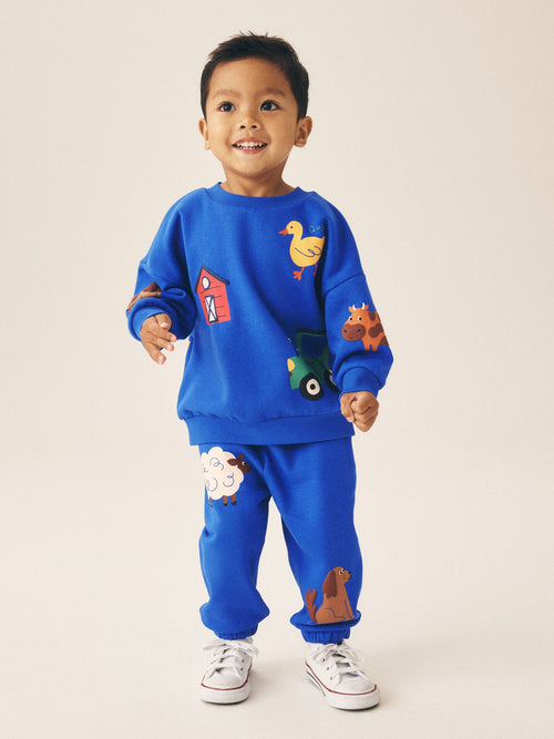 Dark Blue Crew Neck Joggers Set (3mths-7yrs)