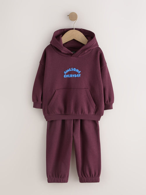 Burgundy Red Back Print Hoodie and Joggers Set (3mths-7yrs)