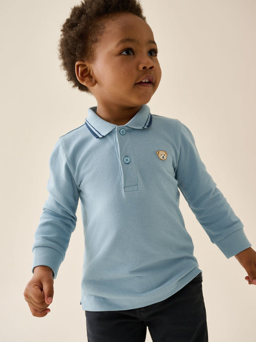 Light Blue Long Sleeve Polo Shirt (3mths-7yrs)