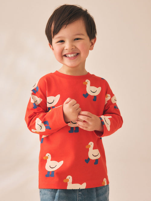 Red Duck Long Sleeve All Over Print T-Shirt (3mths-7yrs)