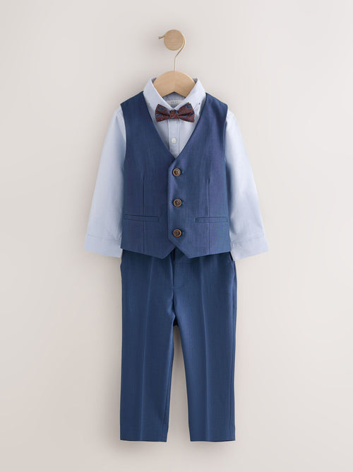 Navy Waistcoat Shirt Trousers & Bow Tie Set (3mths-9yrs)