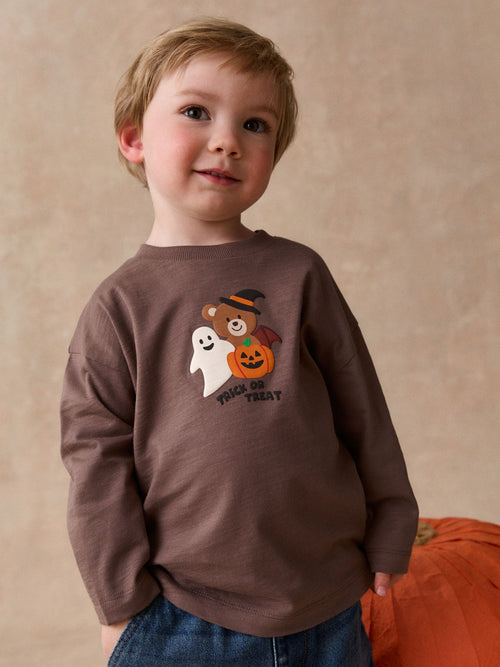 Brown Character Trick or Treat Long Sleeve Halloween T-Shirt (3mths-7yrs)