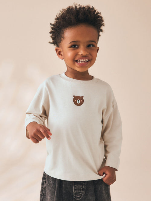 Neutral Bear Long Sleeve Embroidered T-Shirt (3mths-7yrs)