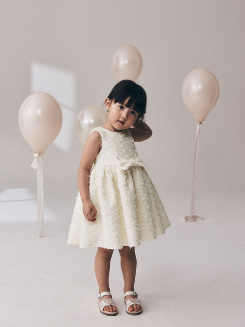 Ecru Sleeveless Scuba Textured Dress (3mths-7yrs)