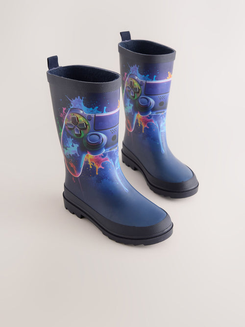 Blue Gamer Rubber Wellies