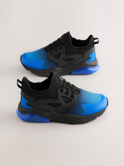 Black Blue Ombre Wide Fit (G) Elastic Lace Trainers
