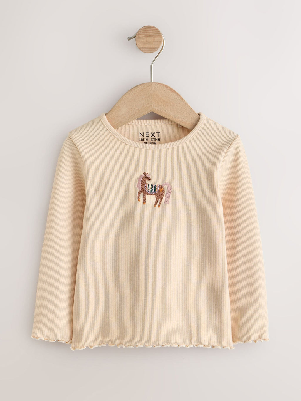 Brown/Cream Horse Long Sleeve Ribbed Tops 5 Pack (3mths-7yrs)