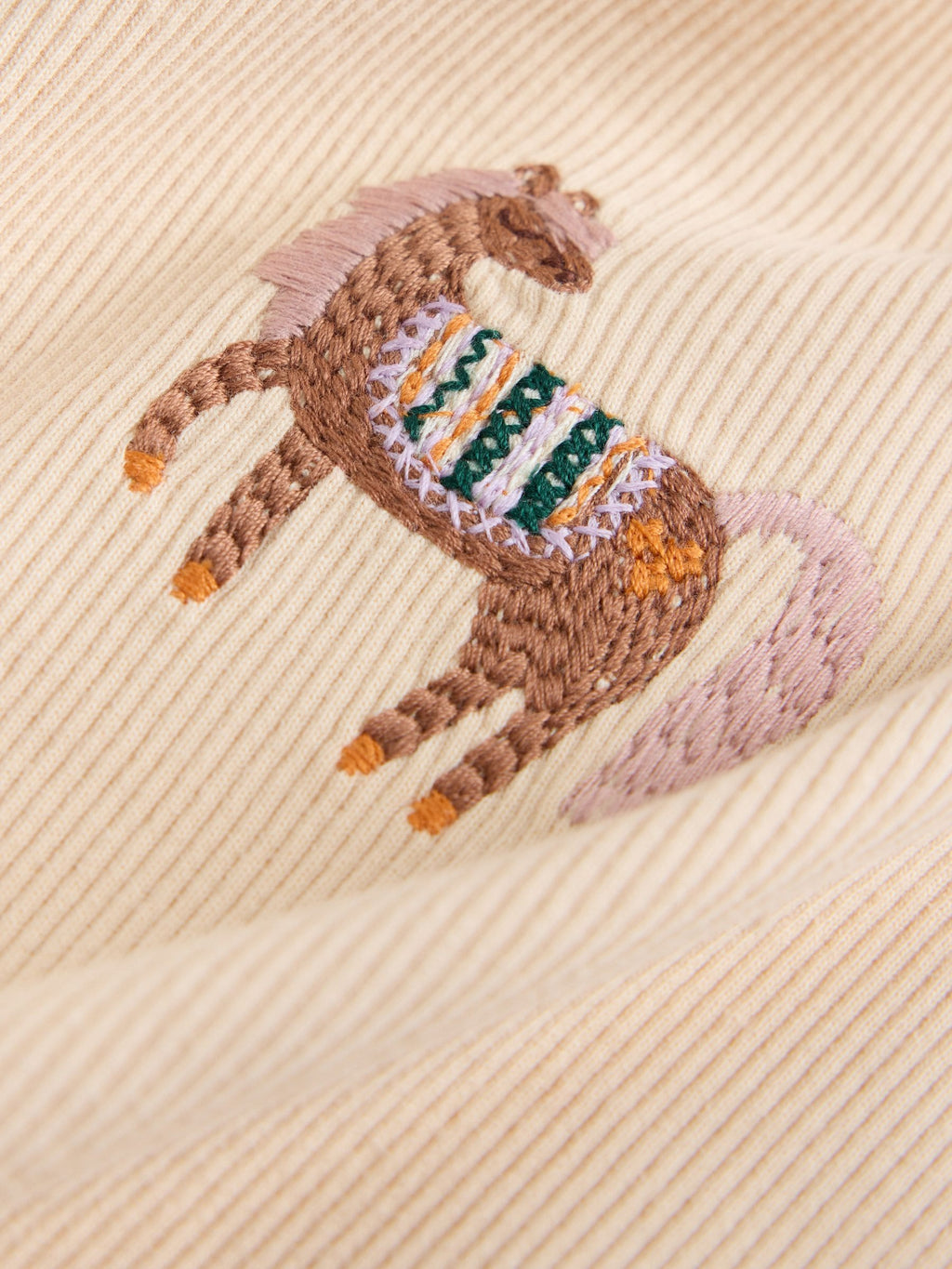 Brown/Cream Horse Long Sleeve Ribbed Tops 5 Pack (3mths-7yrs)