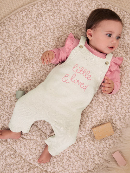 Ecru Knit Baby Bodysuit & Dungaree 2 Piece Set (0mths-2yrs)