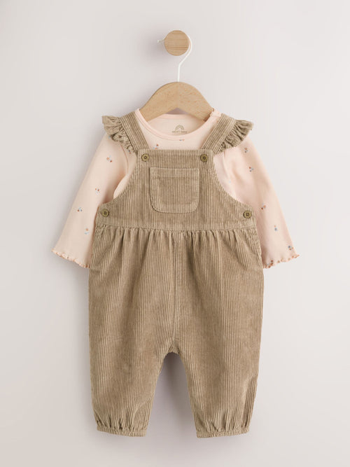 Sage Green Cord Dungarees and Bodysuit Baby Set 2 Piece (0mths-2yrs)