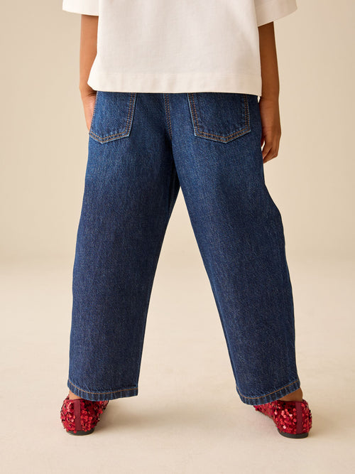 Dark Wash Diamante Cherries Barrel Jeans (3-16yrs)