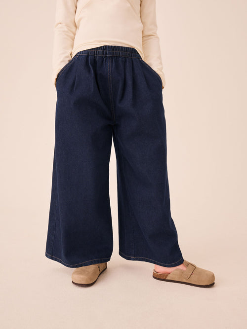 Blue Rinse Wash Denim Pull On Wide Leg Jeans (3-16yrs)