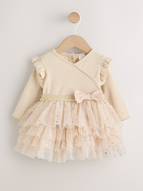 Ecru Star Baby Long Sleeve Tutu Dress (0mths-2yrs)