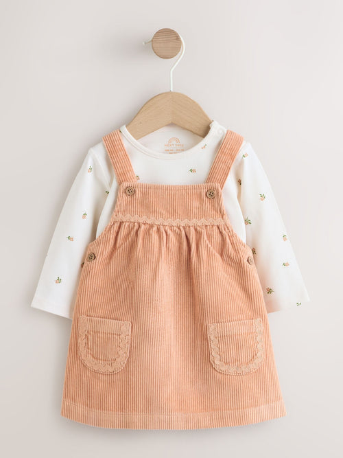 Rust Brown Cord Baby Bodysuit And Pinafore Set 2 Piece (0mths-2yrs)