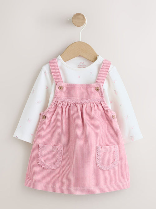Pink Cord Baby Bodysuit And Pinafore Set 2 Piece (0mths-2yrs)