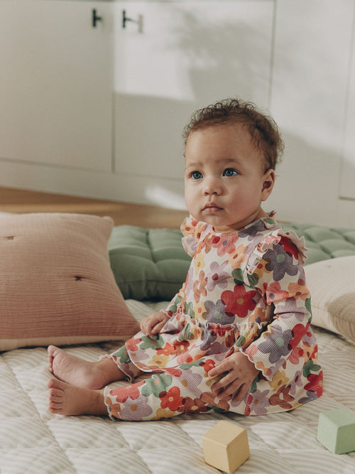 White Floral Peplum Top and Leggings Baby Set (0mths-2yrs)