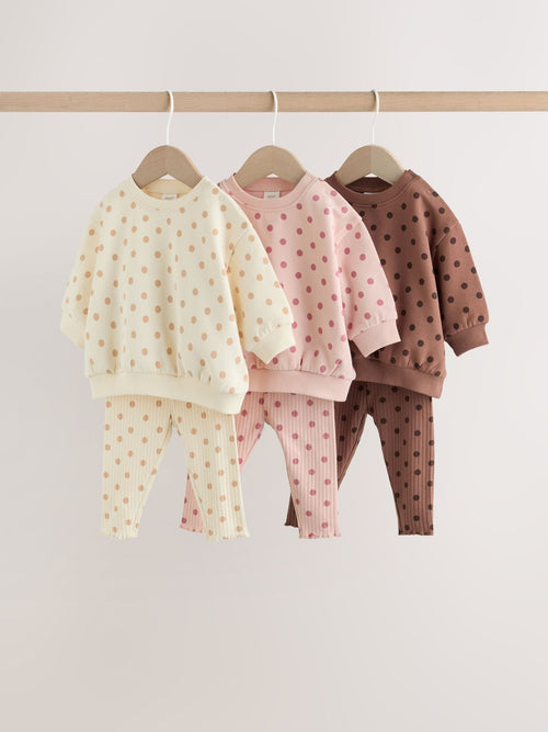 Chocolate Brown and Pink Spot Baby Sweater and Leggings Set 6 Piece (0mths-2yrs)