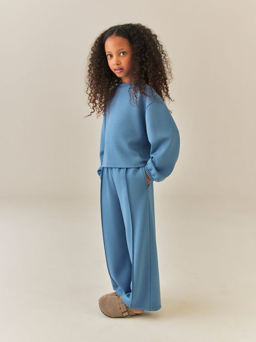 Blue Long Sleeve Wide Leg Set (3-16yrs)