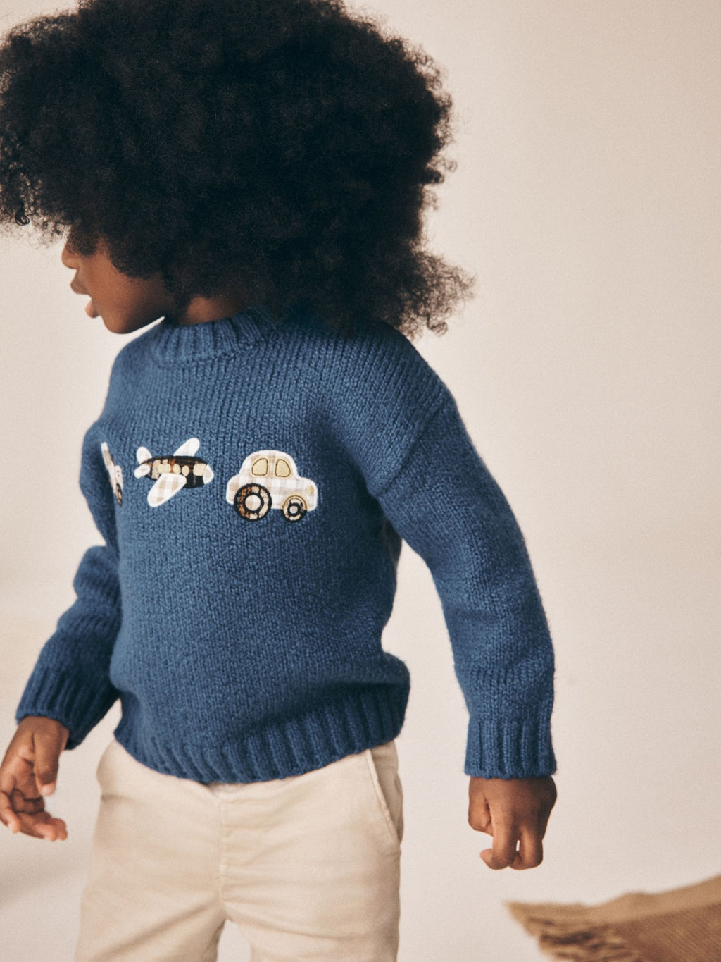Navy Blue Transport Character Knitted Crew Neck Jumper (3mths-7yrs)