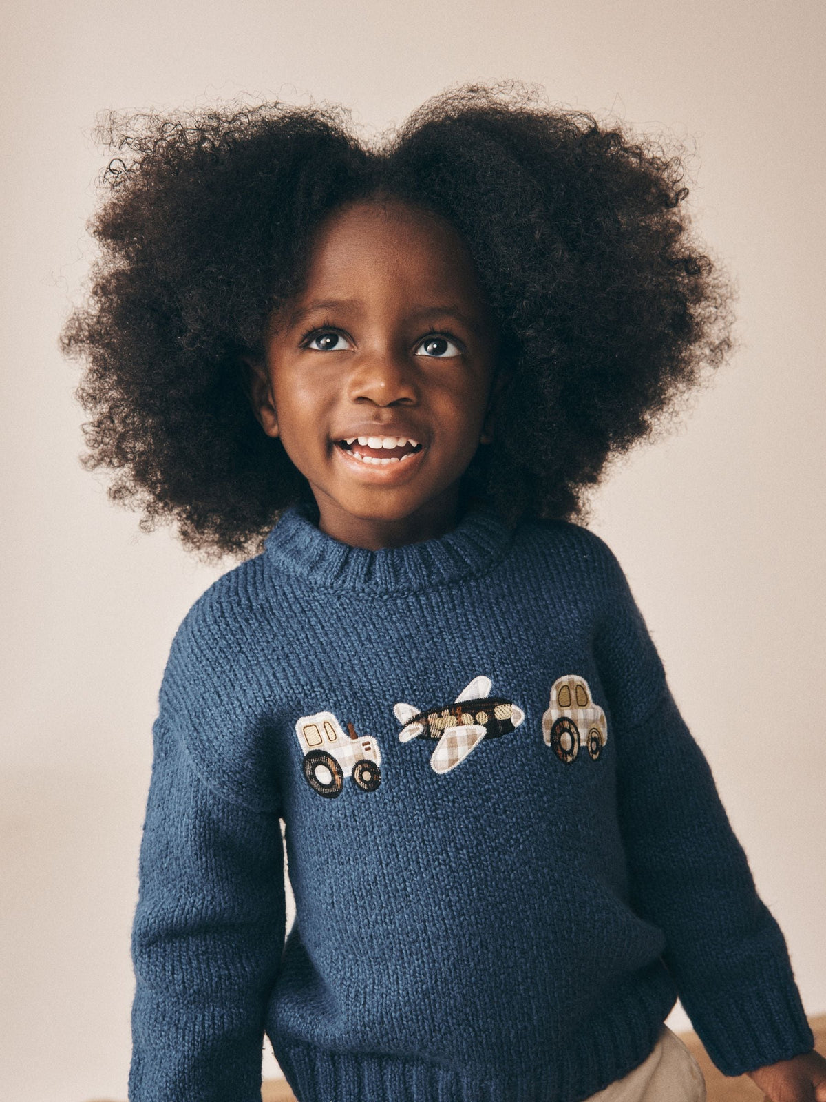 Navy Blue Transport Character Knitted Crew Neck Jumper (3mths-7yrs)