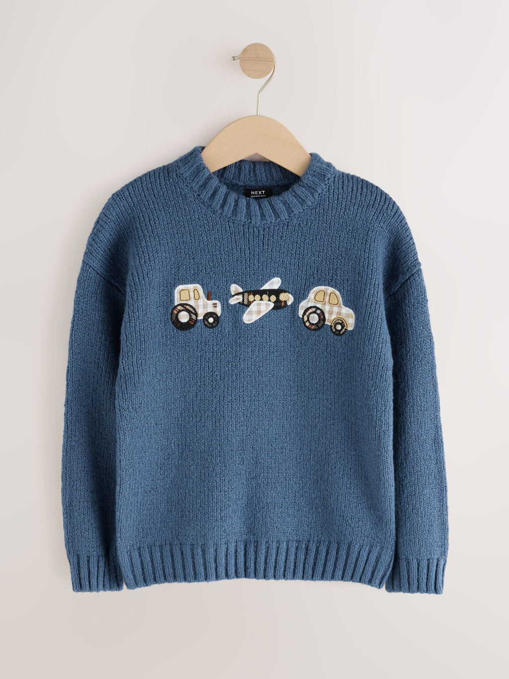 Navy Blue Transport Character Knitted Crew Neck Jumper (3mths-7yrs)