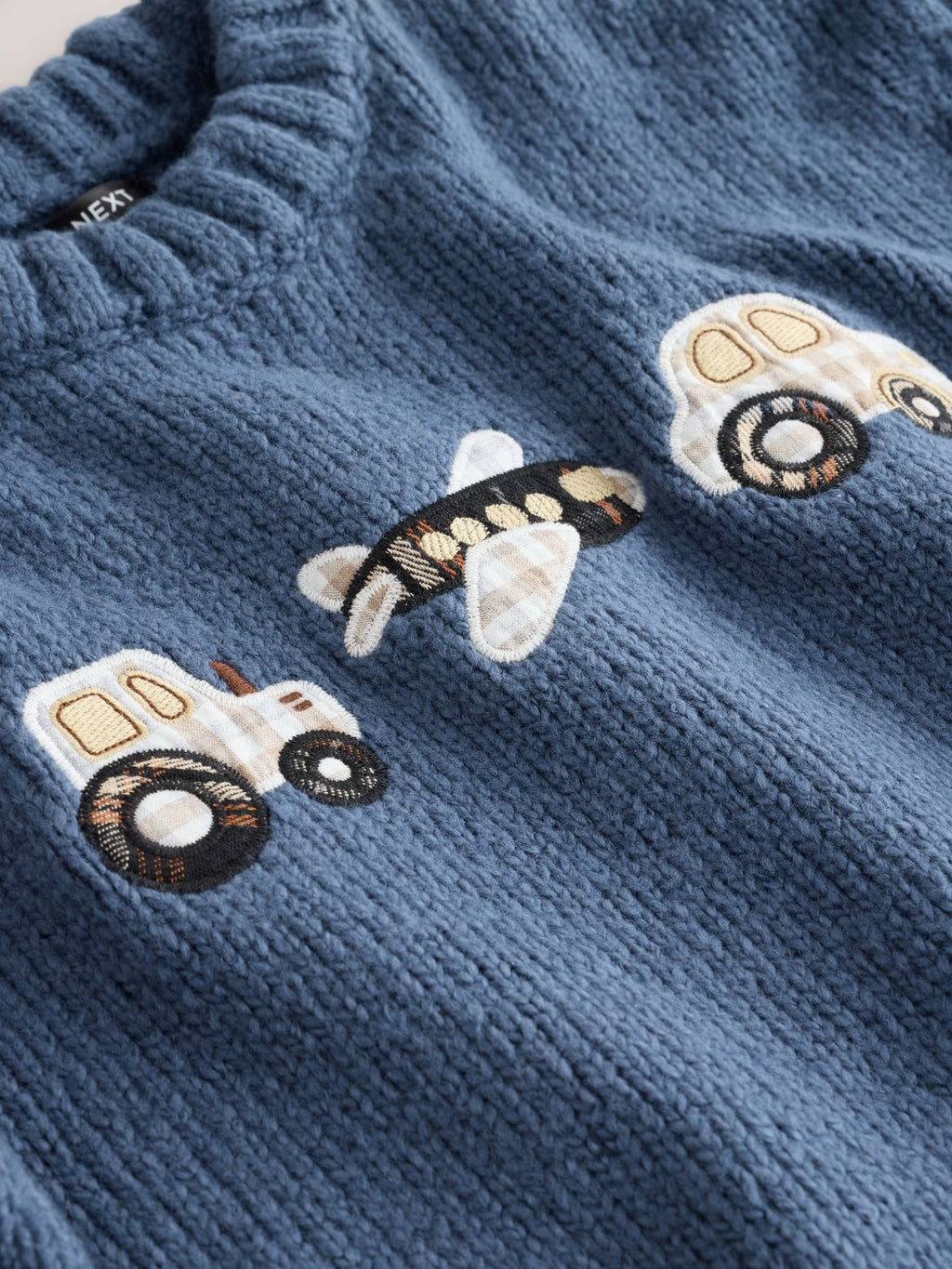Navy Blue Transport Character Knitted Crew Neck Jumper (3mths-7yrs)