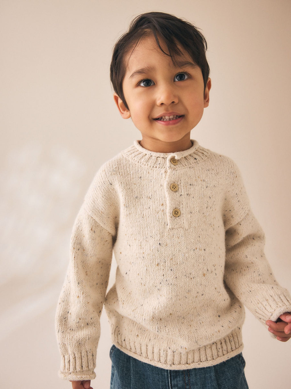 Neutral Knitted Henley Jumper (3mths-7yrs)