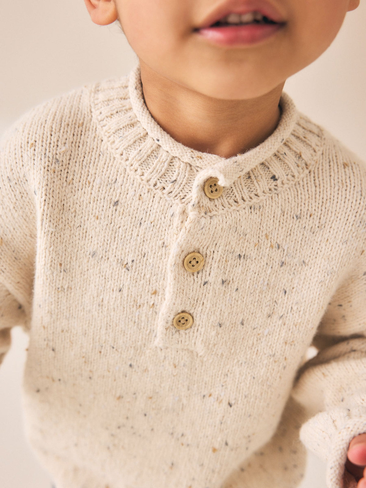 Neutral Knitted Henley Jumper (3mths-7yrs)