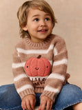 Neutral Pumpkin Halloween Knitted Crew Neck Jumper (3mths-7yrs)