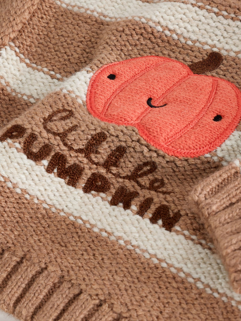 Neutral Pumpkin Halloween Knitted Crew Neck Jumper (3mths-7yrs)