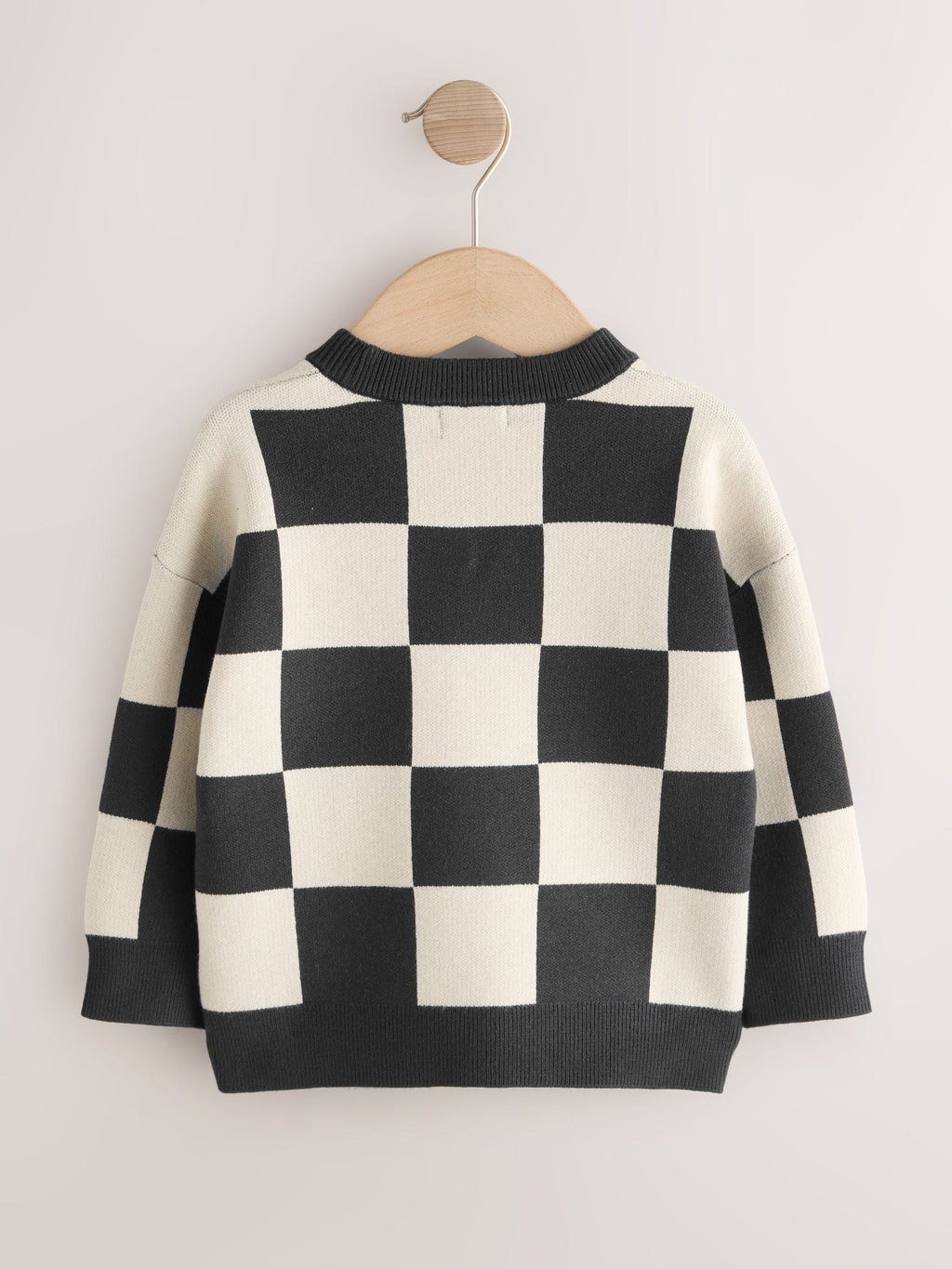 Monochrome Checkerboard Knitted Crew Neck Jumper (3mths-7yrs)