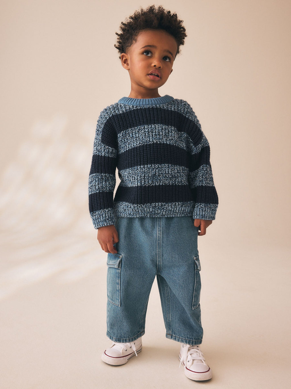 Blue/Navy Stripe Knitted Crew Neck Jumper (3mths-7yrs)