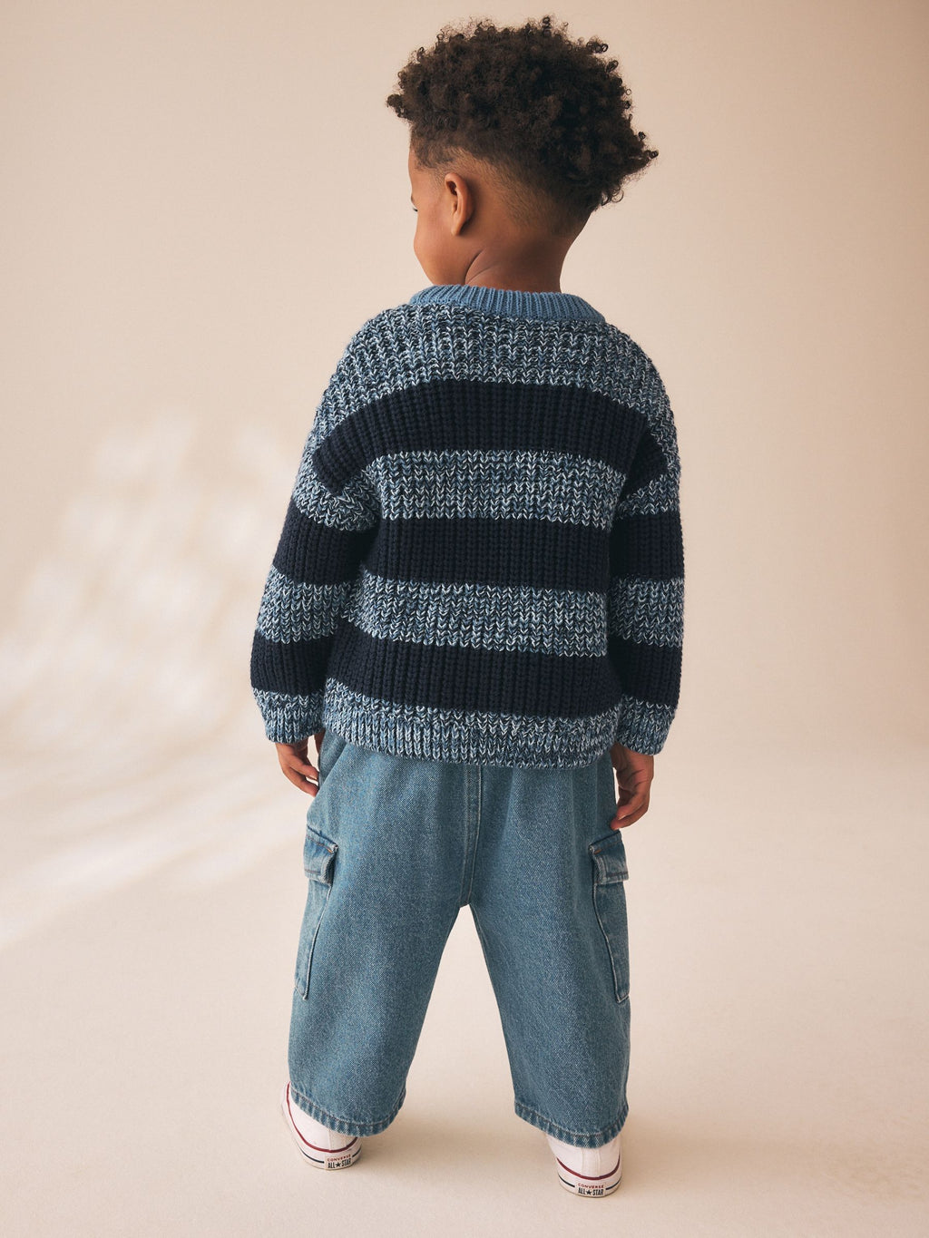 Blue/Navy Stripe Knitted Crew Neck Jumper (3mths-7yrs)